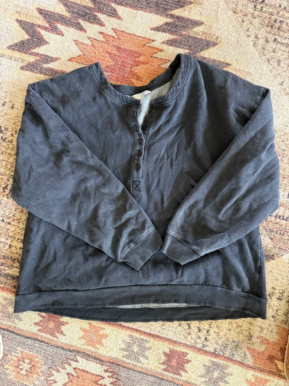 Time and Tru Dark Gray Henley Pullover
